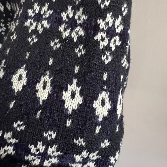 Bogner Sport Fair Isle Wool Turtleneck Sweater Navy Blue Size Medium - Picture 6 of 9